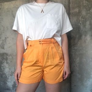 L’Academie Orange Satin High Rise Shorts